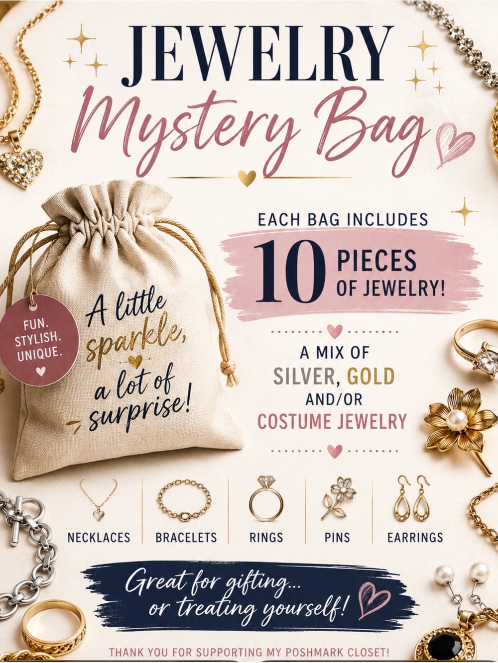 10  piece mystery jewelry bag - YOU WILL NOT BE DISAPPOINTED!!